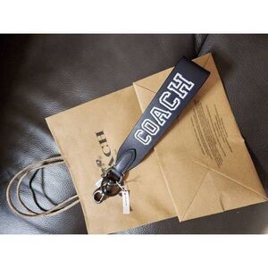 Coach key fab navy blue loop leather